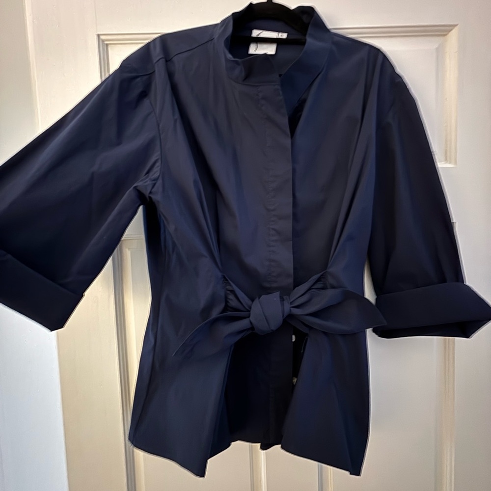 Finley Tie-front Placket 3/4 sleeve cottonn blouse